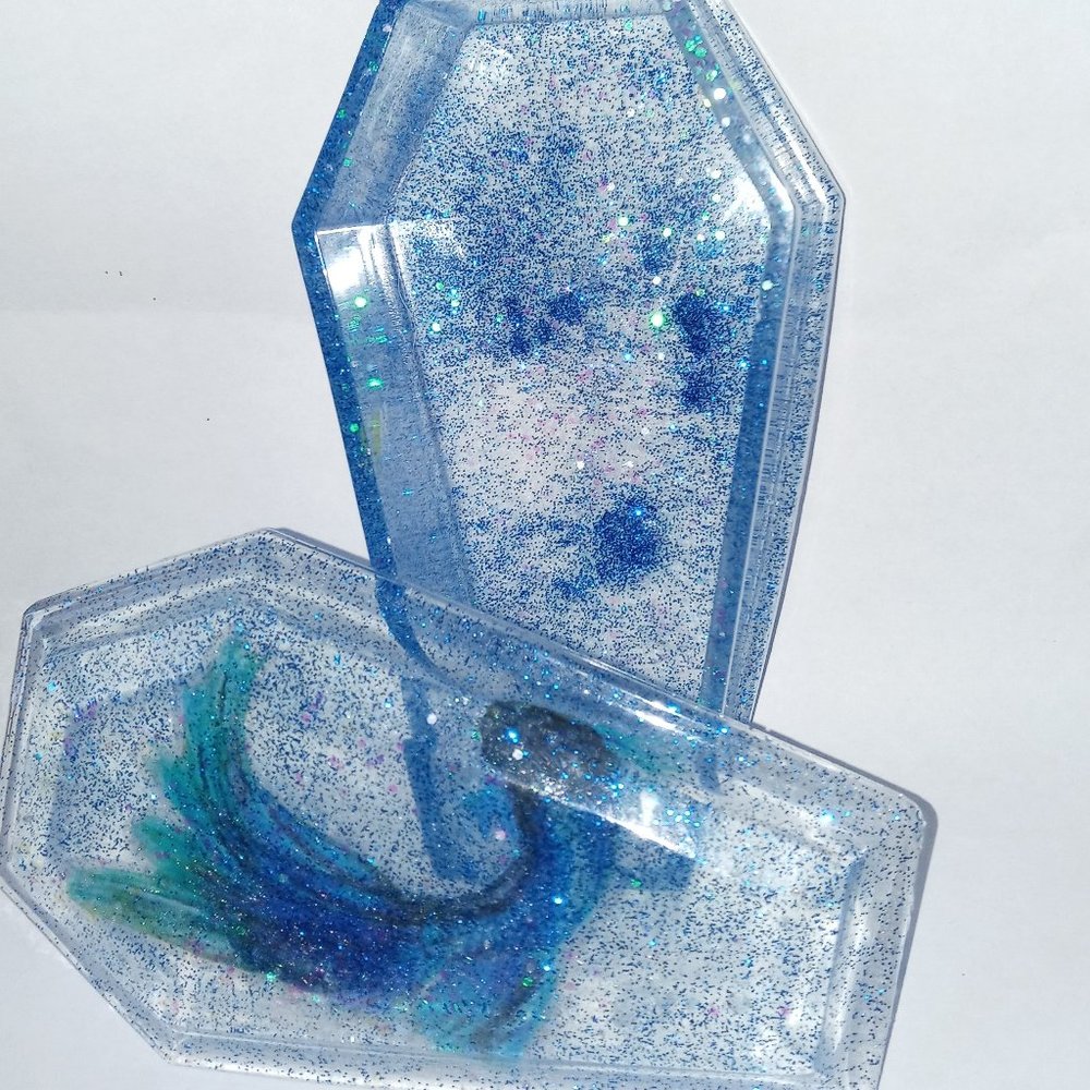 Blue Beta Fish Coffin Trinket Box